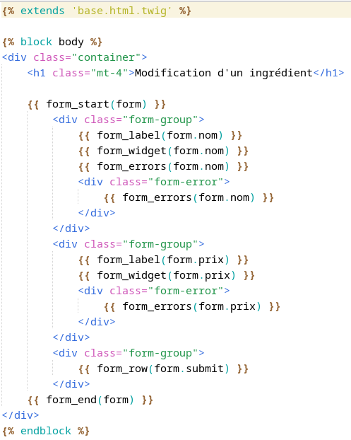 Code Modif Ingredient